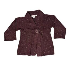 Suspicious LInes One Button Cardigan Sweater Burgundy Purple Knit Women's Medium